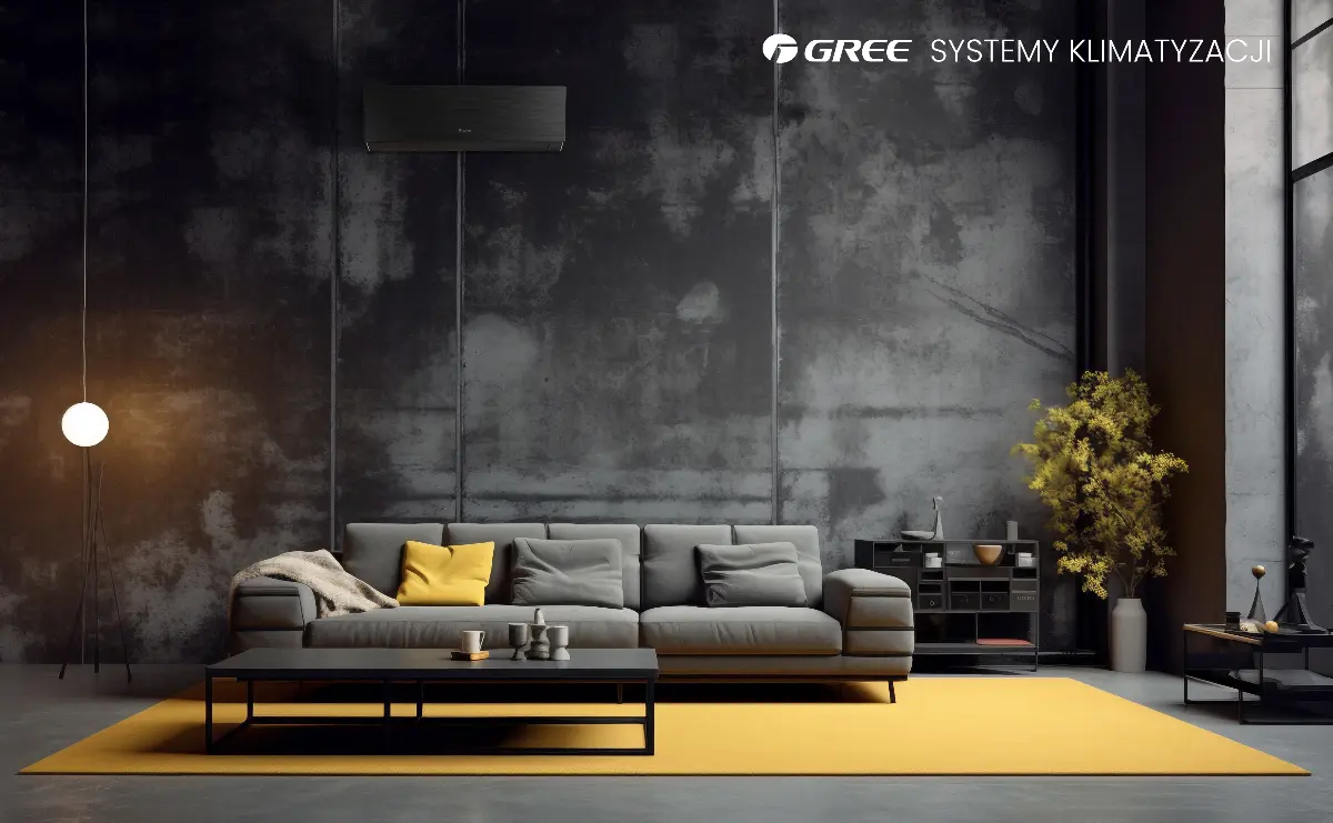 Aranżacja pomieszczenia z klimatyzatorem Gree Clivia Satin Black